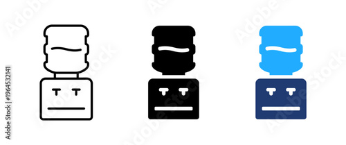 Water cooler dispenser icon representing drinking water supply and hydration. Ideal for office, home and refill services, as well as UI elements for beverage and wellness applications.