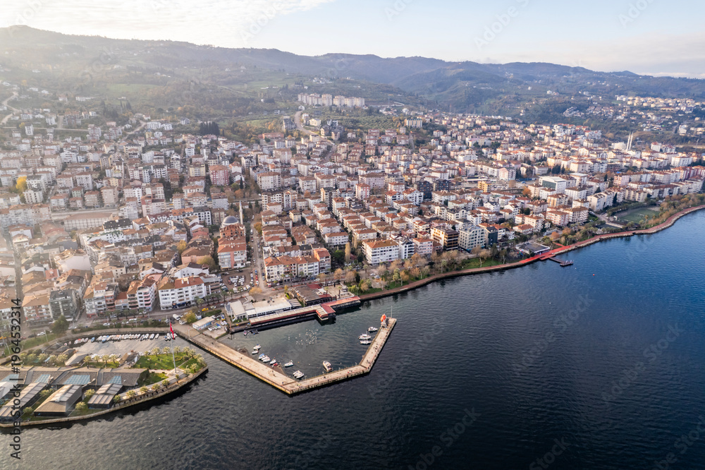 Obraz premium Karamursel, Kocaeli, Turkey. Karamursel is a town and district located in the province of Kocaeli. Aerial shot with drone.