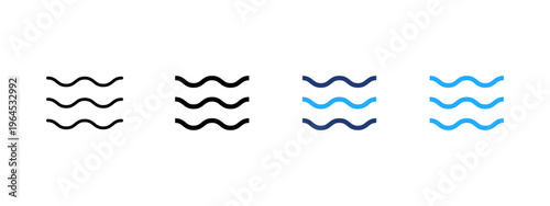 Wave icon. Water wave and liquid flow symbol. Ripple, splash and droplet sign. Fluid and hydration concept representing moving water, ocean and fresh wave motion.