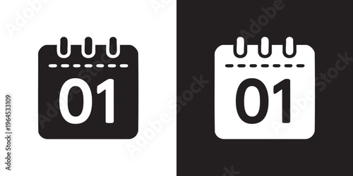 Minimalist Calendar Icon with Date 01 and Binding Tabs