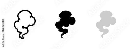 Smoke icon. Vapor and fumes symbol. Haze, mist and emission sign. Airborne and thermal flow concept representing smoke, pollution and visible gas.