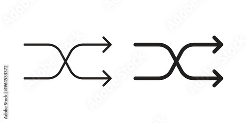 Shuffle arrow icons. Vector graphic. Editable vector stroke. EPS 10.