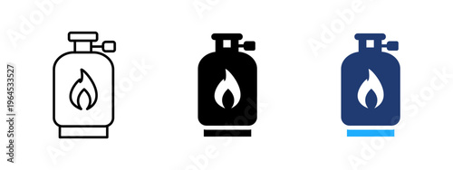 Gas tank icon. Fuel and propane cylinder symbol. Flammable, pressure and storage sign. Energy and safety concept representing gas container and secure fuel storage.
