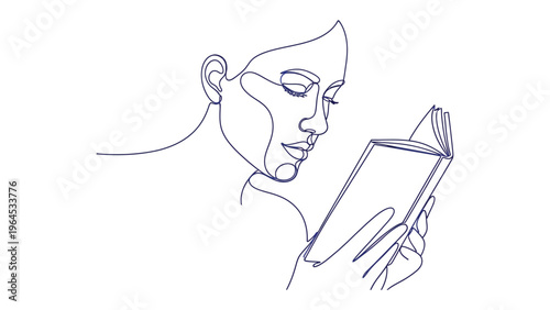 Literary Sojourn: An artistic line drawing captures the moment of reading a book, inviting reflection and a journey into the world of literature. 