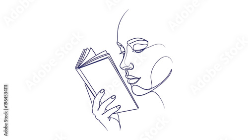 Reading in Solitude: A serene line art depiction of a person lost in the pages of a book, capturing the essence of quiet contemplation and the world of knowledge.