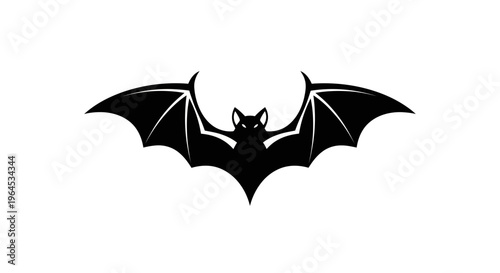Black silhouette of a bat with spread wings