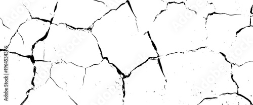 Black cracks on a white textured surface with a dry cracked earth appearance abstract background