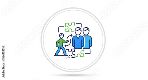 Teamwork and Collaboration - A Leader Connecting People with Puzzle Pieces.