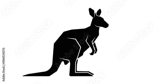 Minimalist black silhouette of a kangaroo