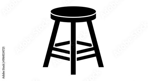 Simple black icon of a wooden stool
