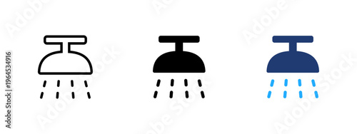 Fire sprinkler icon. Water drops and flame protection symbol. Safety, hazard and emergency sign. Guard and risk concept representing fire suppression and sprinkler system.