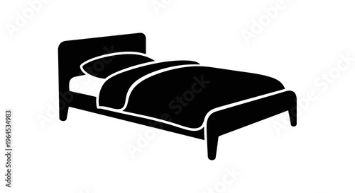 Simple black icon of a bed
