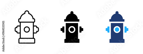 Hydrant icon. Fire safety and water supply symbol. Emergency, hazard and risk sign. Protection and guard concept representing fire hydrant, hose connection and firefighting equipment.