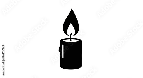 Black silhouette of a burning candle with a flame