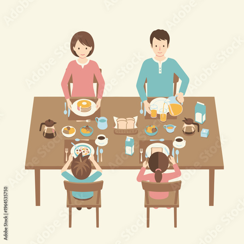 Family enjoying a healthy breakfast together at a table.