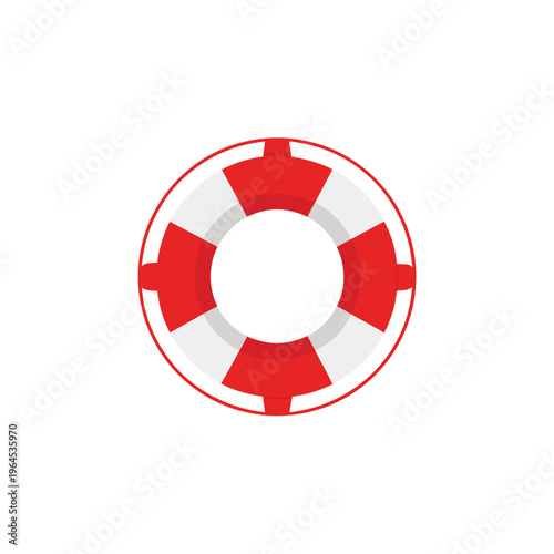 A red and white lifebuoy icon on a plain white background