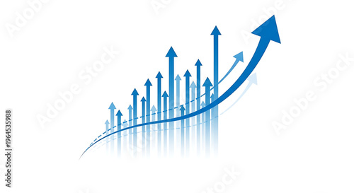 Wallpaper Mural Abstract business growth concept with blue upward moving arrows, dynamic financial increase and market progress on white background, market development Torontodigital.ca