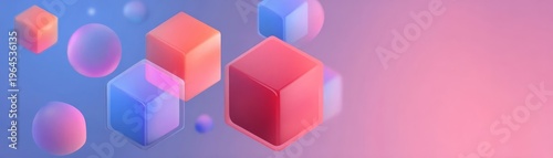 Abstract cubes float softly against a gradient background