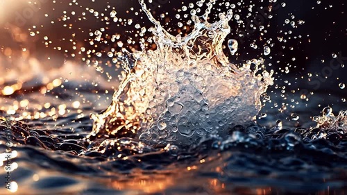 Water splash in sunlight