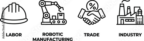industry labor robotic manufacturing trade vector illustration