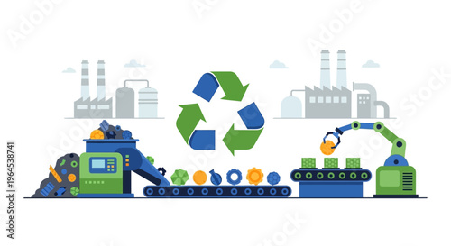 Sustainable Industrial Recycling: Automated Factory Process with Robotic Arm for Waste Management & Circular Economy
