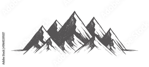 Minimalist black and white jagged mountain peaks mountains