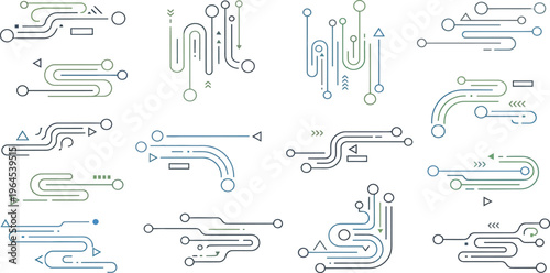 Collection of various pipe fitting designs and connections in technical drawings