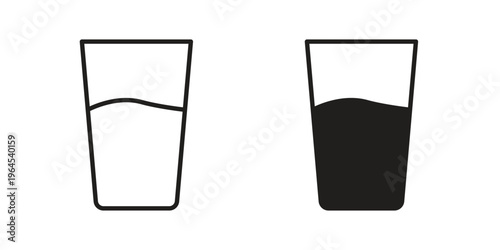 Water glass icons. Vector graphic. Editable vector stroke. EPS 10.