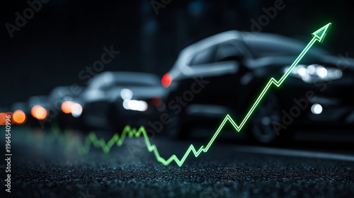 Car sales surge analysis urban environment graphic representation night setting economic trends