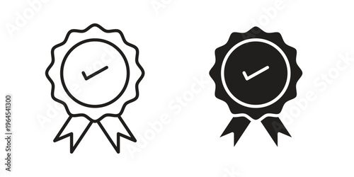 Accreditation icons line and solid version, outline and filled vector design set