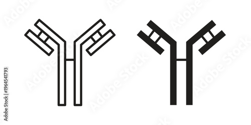 Antibody icons line and solid version, outline and filled vector design set