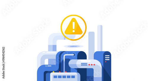 Industrial System Warning: Alert Sign for Machine Malfunction, Error, or Production Failure