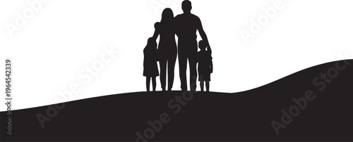 A timeless silhouette of a loving family standing together, symbolizing unity, support, and enduring bonds