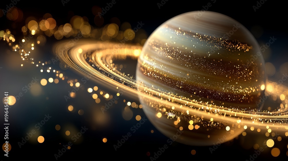 Fototapeta premium The vast cosmos is captured in a high-resolution photo of sparkling planetary rings
