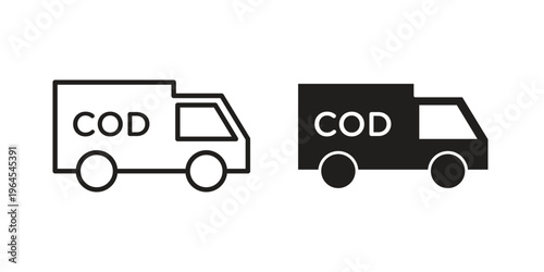 Cash on delivery icons line and solid version, outline and filled vector design set