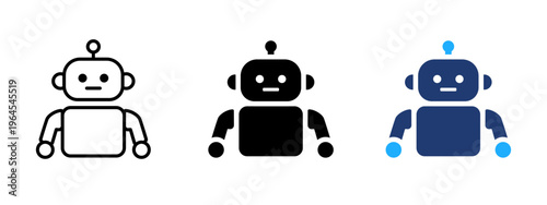 Robot icon. Machine and technology symbol. Automation, futuristic and science concept. Digital vector design representing robot, android and artificial intelligence.