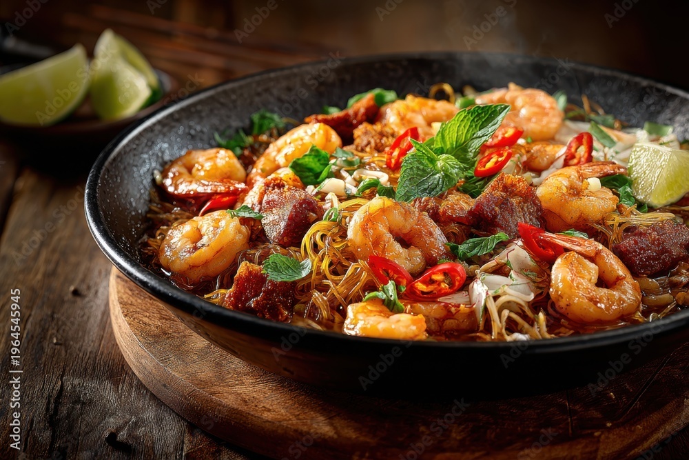 Fototapeta premium Savory Vietnamese Seafood Fried Noodles