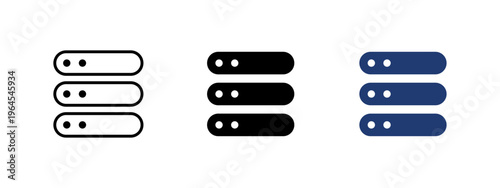 Data center icon. Server and network symbol. Technology, digital and computing concept. Storage, infrastructure and interface design representing data center, cloud and IT systems.