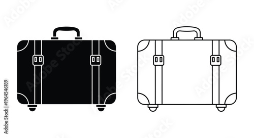 Black and white suitcase line art Vector