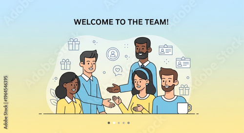 Diverse team welcomes new members, fostering collaboration and inclusivity.