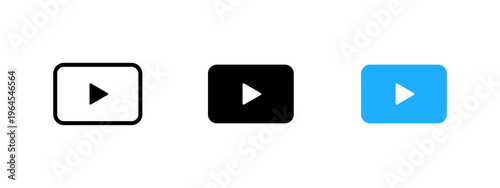 Video icon. Play and media symbol. Digital, movie and multimedia concept. Interface, screen and technology design representing video, clip and film content.