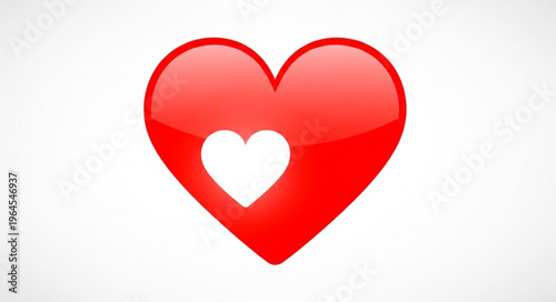 Red Heart with White Heart Inside - Symbol of Love and Affection.