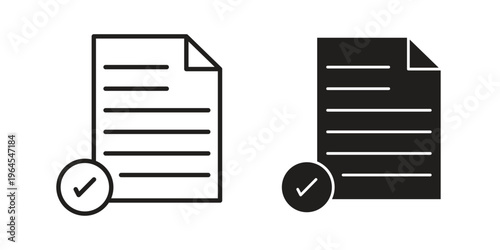 Compliance icons line and solid version, outline and filled vector design set