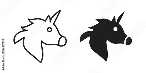 Alicorn icons for web and mobile UI design. Glyph vector with editable stroke