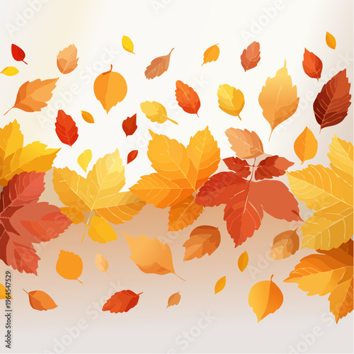 Vibrant autumn leaves falling gently outdoors.