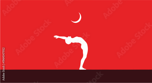 Yoga Body Alignment Concept with Human Spine Forming Crescent Shape Symbolizing Flexibility and Spiritual Balance Illustration