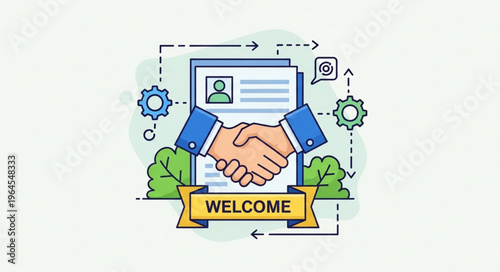 Welcome Aboard - Handshake Symbolizing New Partnership and Collaboration.