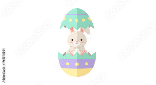Easter Bunny in Cracked Egg Illustration