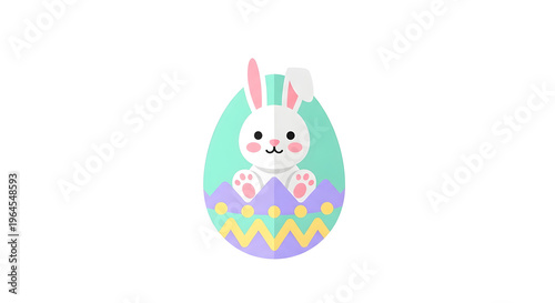 Easter Bunny in Cracked Egg Illustration