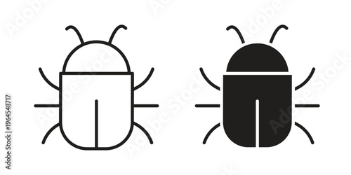 Bugs icons for web and mobile UI design. Glyph vector with editable stroke